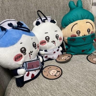 Chiikawa Хэллоуин Кошелек-мешочек Гамагучи Набор 3 Плюшевых Хативарэ Усаги FS