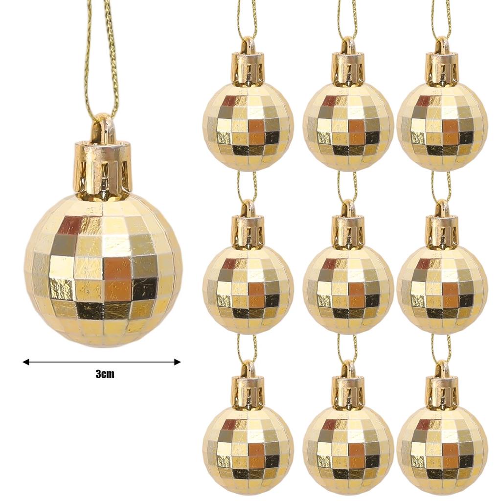 10PCS Christmas Electroplated Grid Balls 3cm Mini Colorful Shiny Ball Christmas Tree Hanging Ornament Home Party New Year Decor