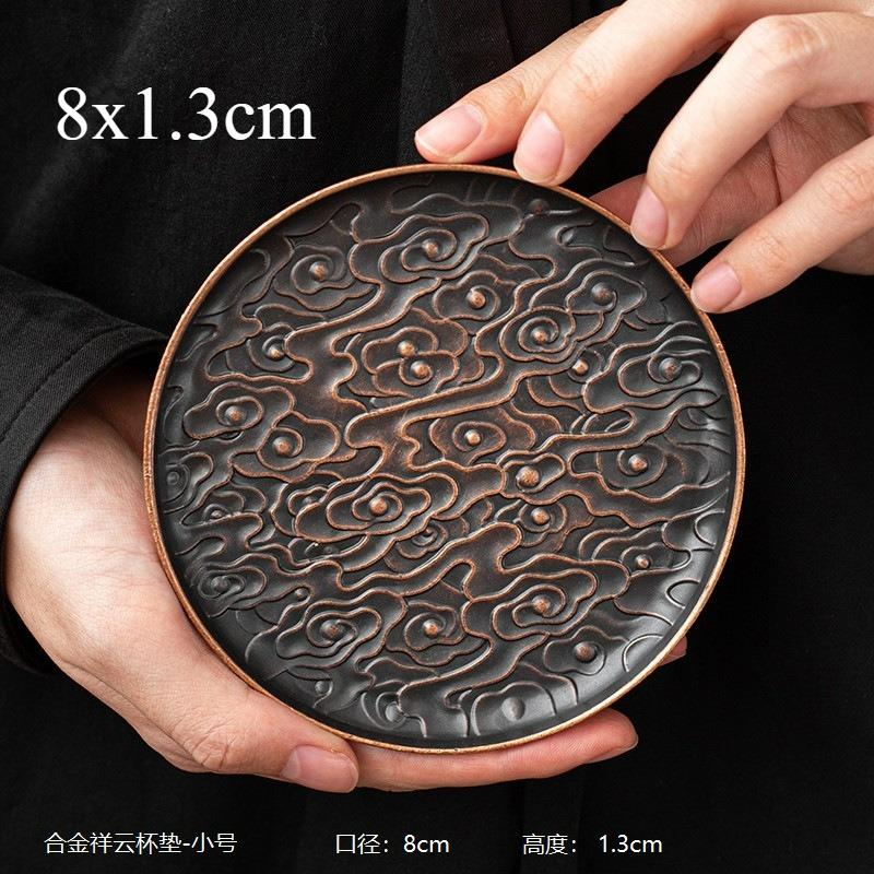 Ретро Сплав Подставка Поднос для Чайной Чашки Круглый Японский Стиль Аксессуары для Чайной Церемонии Подставки Подставка Коврик Кунг-Фу Чайная Церемония