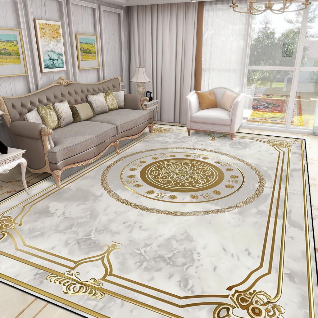 Роскошный Большой Ковер для Гостиной Европейский Стиль Домашнее Украшение Комнаты Золотой Кофейный Столик Коврик Мягкий Моющийся Ковер для Спальни Alfombra