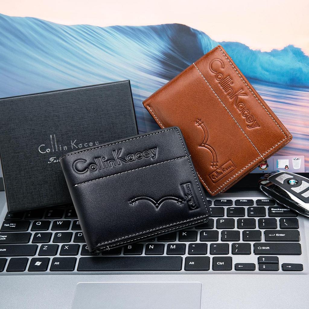 Мужской ретро-складной кошелек из натуральной кожи и держатель для карт