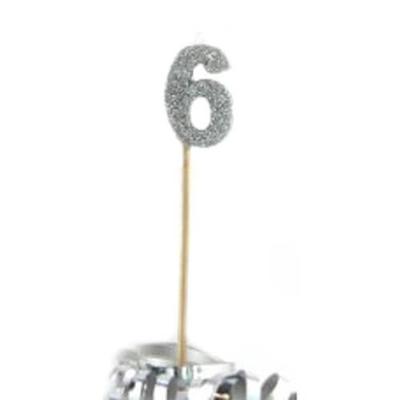 Свеча Alpen Glitter Long Stick (Серебряный) (6)