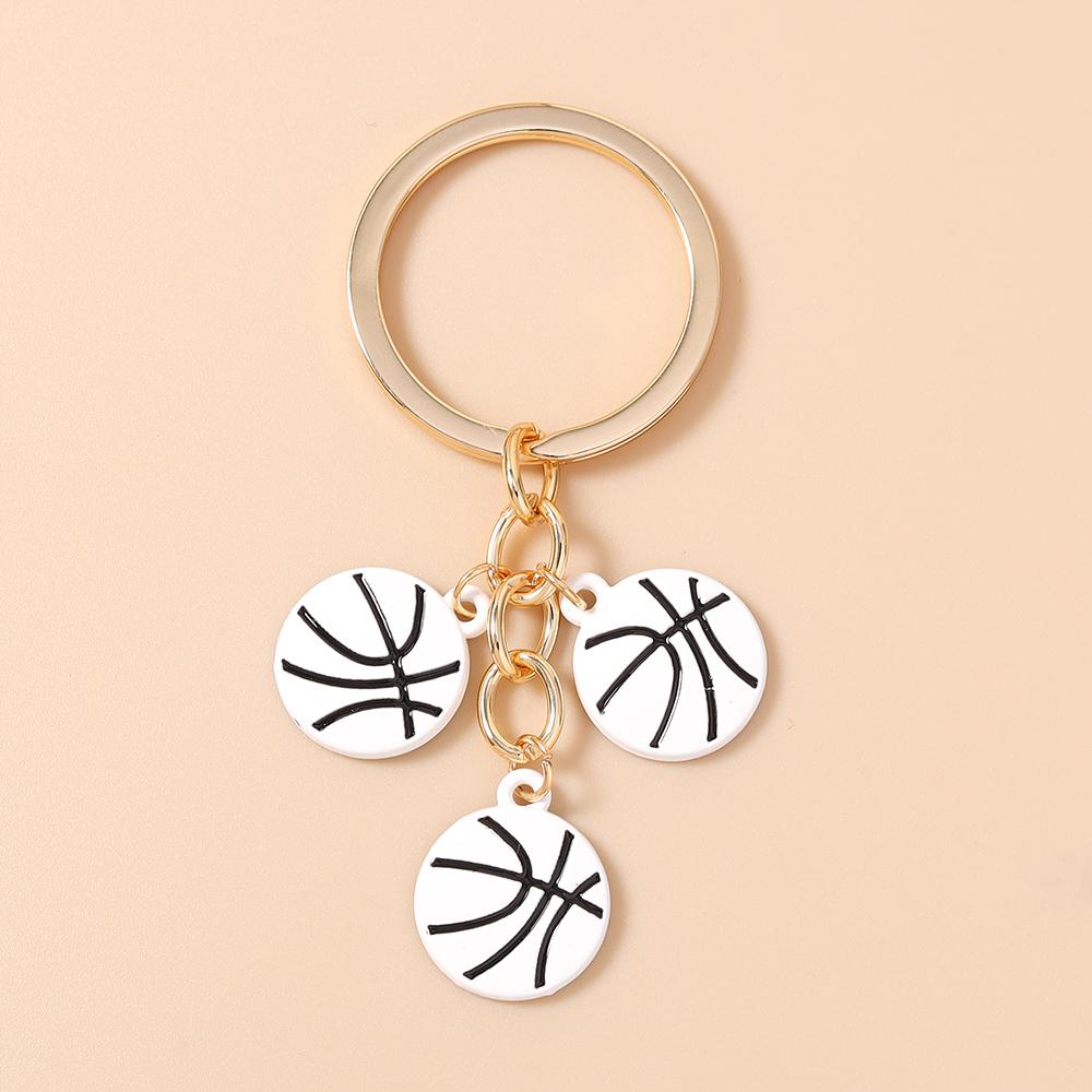 Fashion Enamel Sport Ball Key Chain Women Girls Basketball Key Ring Pendants for Handbag Decor DIY Key Chain Jewelry Gift