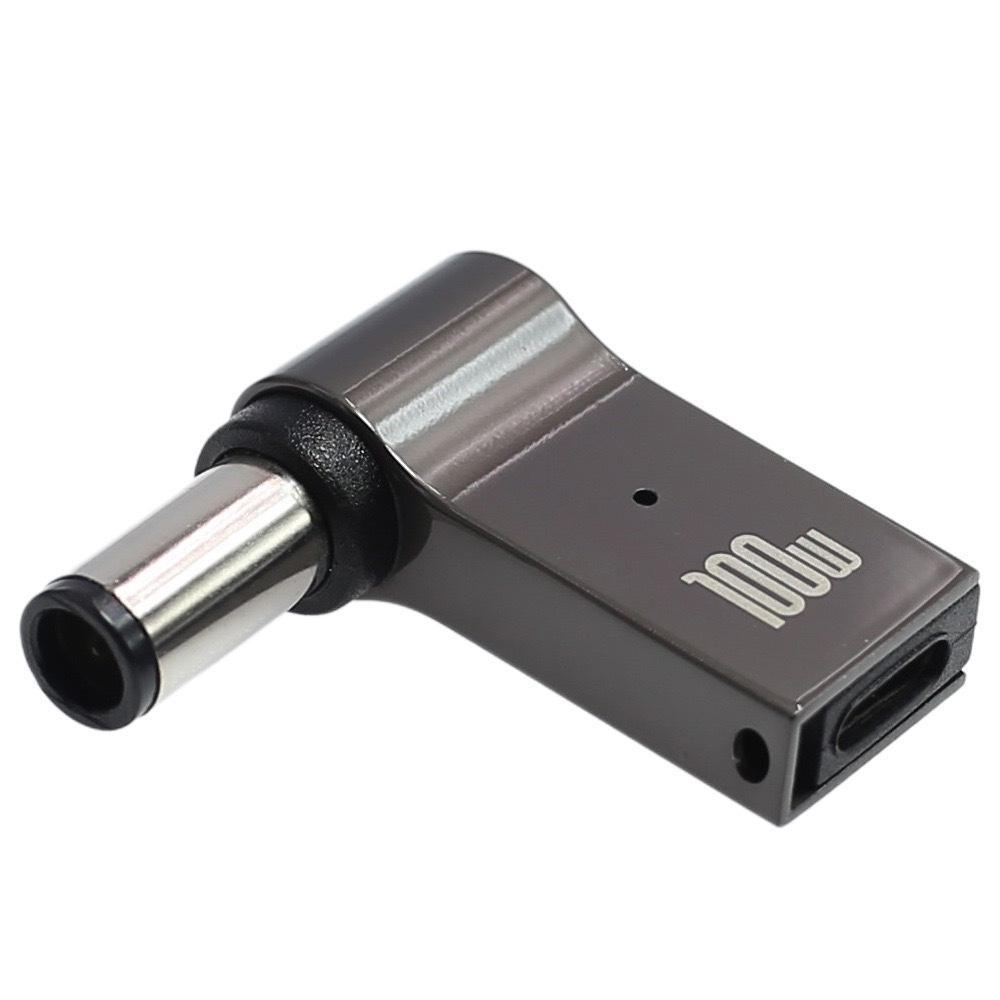 Адаптер постоянного тока PD Induction Elbow из цинкового сплава мощностью 100 Вт: Type-C Female к Lenovo Square Port 1145, 20 В