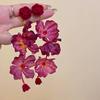Unique Exaggerated Retro Hongkong Flocked Rose Dry Petal Tassel Earrings 2025 Trendy Face Slimming Nightclub Portrait Women Fashion Accessories