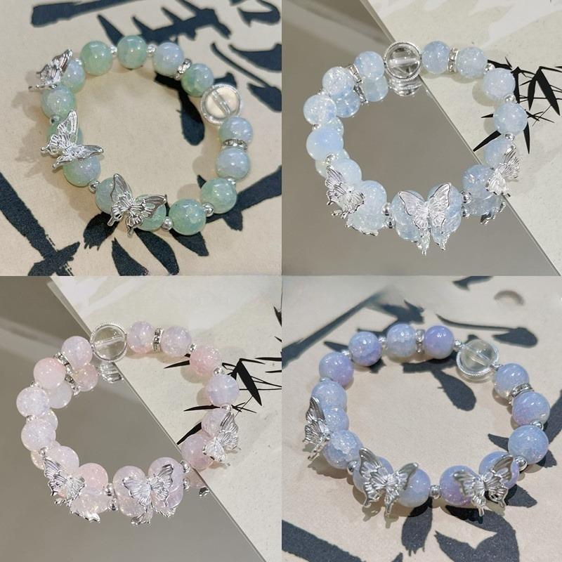 Корейский сладкий браслет из бусин с подвеской в виде бабочки, браслет из бисера, браслет с подвесками, ювелирные изделия для девочек, аксессуары для вечеринок