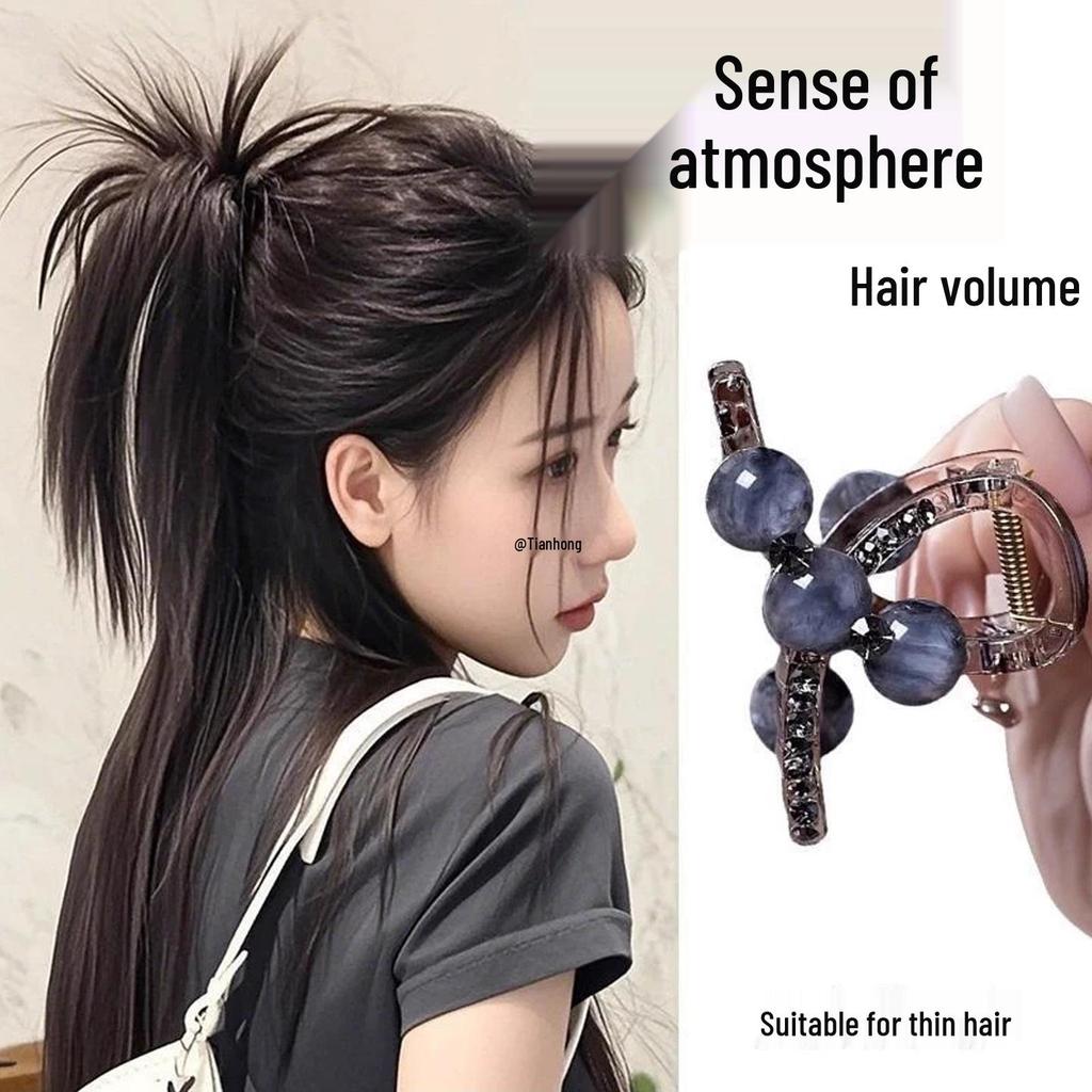 Трендовая заколка-краб среднего размера со стразами 2025 для женщин - Стиль легкой роскоши, Идеально подходит для волос небольшого объема