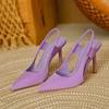 New Designer Luxury Women Slingback Sandals Pointed Toe Slip On Thin High Heel Ladies Elegant Pumps Shoes Sandals 35-43