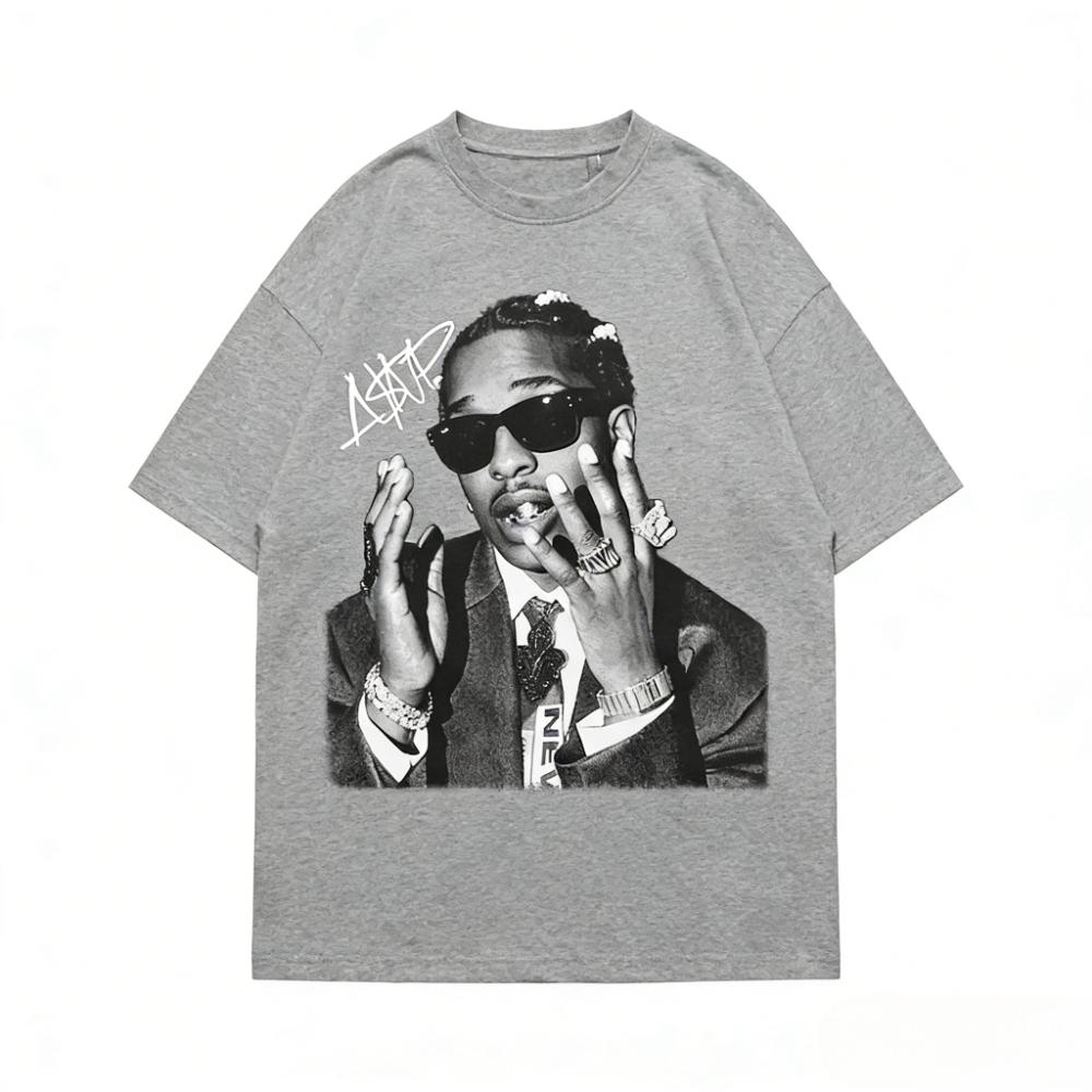 ASAP ROCKY Футболка с коротким рукавом ХИП-ХОП Уличная Мода Мужская Женская Готическая Оверсайз Футболки AAP Портрет Повседневная Харадзюку Топы