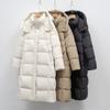 Winter Medium and Long Korean Loose Bread Jacket Casual Jacket White Duck Down Warm Hooded Down Jacket Women