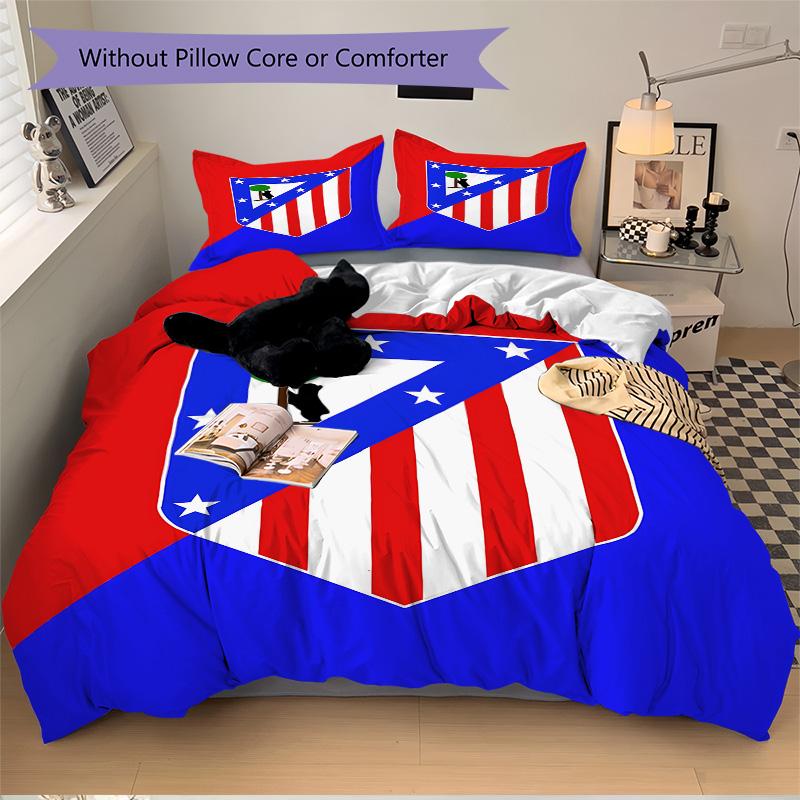 Atletico Madrid Crest Print 3Pcs Bedding Setduvet Cover With 2 Bedropillowcase Home Birthday Gift