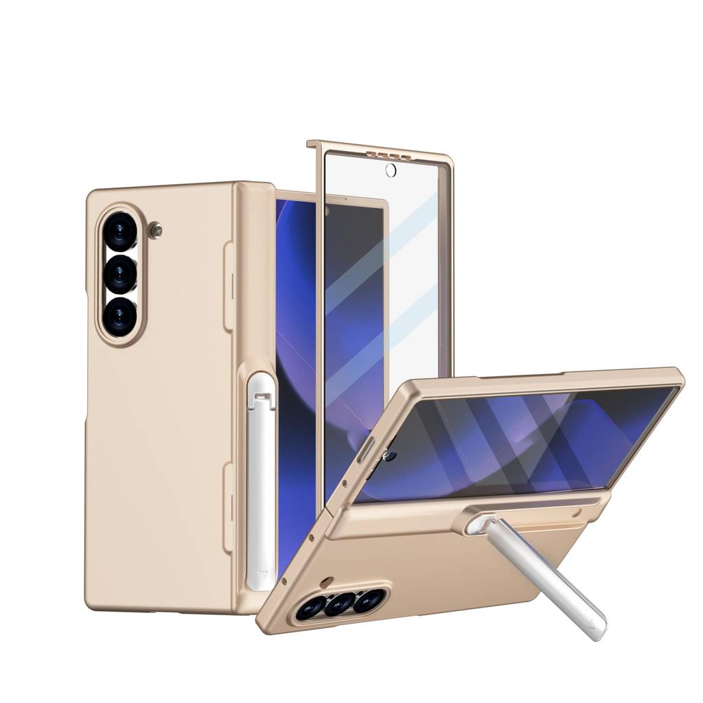 Чехол для Samsung Galaxy Z Fold 6, Встроенная защита экрана, Защита шарнира, Подставка, Защитный чехол на все тело