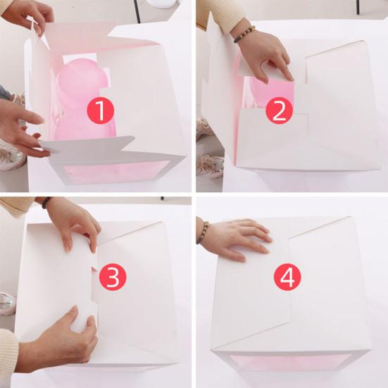 Balloon Box Reusable Clear Paper Box with Letter Stackable DIY Assembly 25 X 25cm Cube Box for Graduation Wedding Birthday Party Decor