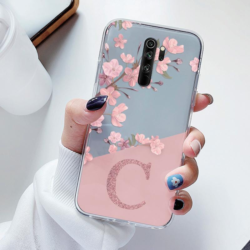 For Redmi Note 8 Pro 8T Phone Case Soft Slim Luxury A-Z Letters Cover Funda Clear Bumper For Redmi Note 8 Transparent Shockproof
