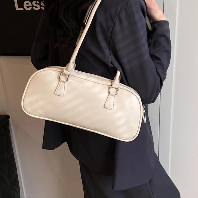 Solid Zipper Fashion Pu Shoulder Bag High Quality High Capacity Simple Trend Young Light Luxury Women's Bag