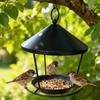 Easy Installation Hanging Iron Bird Feeder With Decorative Rings Design For Garden Decoration Outdoor Accessory
