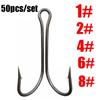 Perforated Size 1 2 4 6 8 Durable Head Jig Bass Fishook Fly Tying  Fish Bait Double Fishing Hook