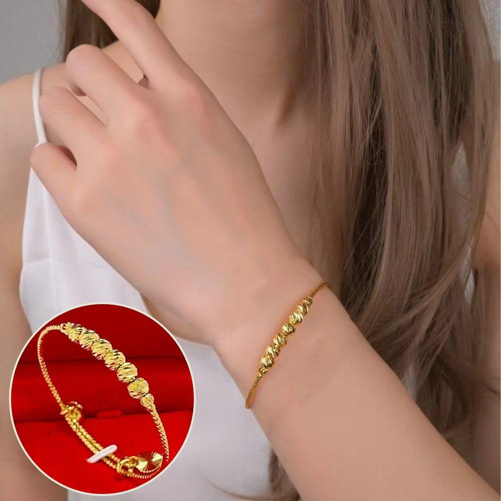 Adjustable Beaded Bracelet Heart Shape Bangles Fashion Accessory Wristband Women Jewelry