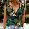 Women Tanks Sexy V Neck Sleeveless Summer Tops Vest 3D Print Red Flower Tops