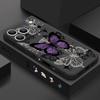 Wrist Strap Lanyard TPU Phone Case For iPhone 17 16 15 Pro Max 13 14 Pro Max 17e 16e 11 Purple Butterfly Soft Silicone Cover