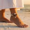 Многослойные бохо браслеты на щиколотку с ракушками каури для женщин, летние пляжные, с глазом от сглаза, черными бусинами, браслет на щиколотку, цепочки на ногу, ювелирное изделие, подарок