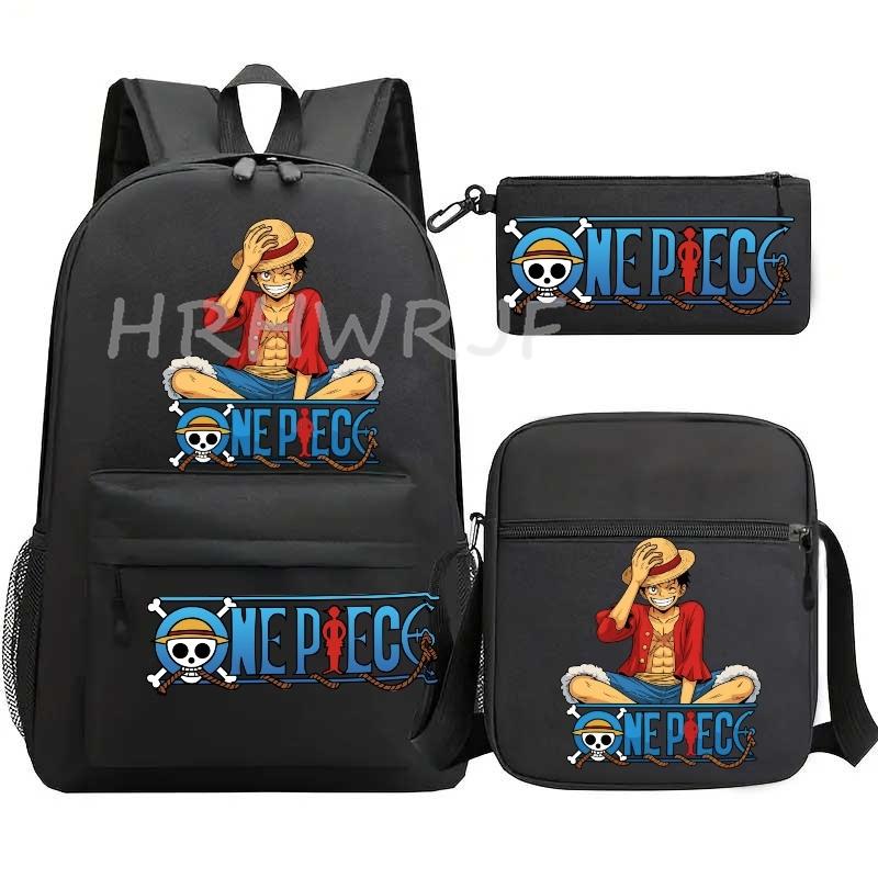 Аниме ONE PIECE Рюкзак Манки Д. Луффи Вместимость Повседневный Студенческий Школьная сумка 3 шт. Легкий Женский Мужской Для путешествий Повседневный Mochilas