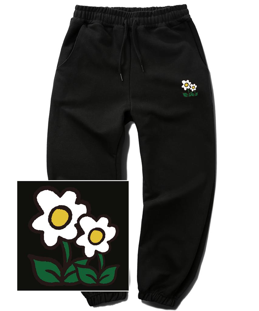TRIPSHION Double Flower Logo Jogger Sweatpants - Black