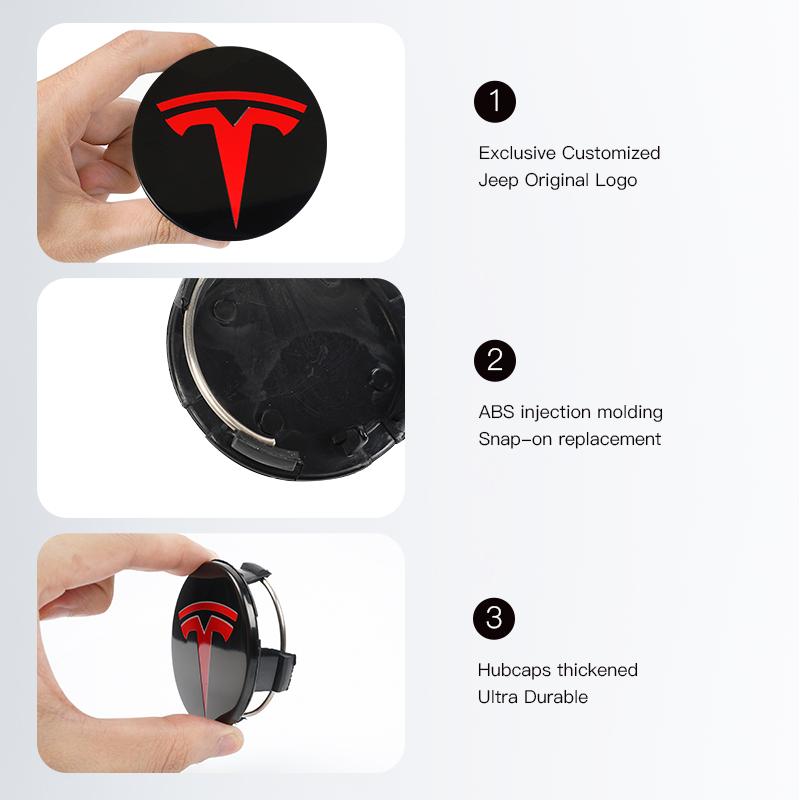 TBQW4 4pcs 56mm Tesla Wheel Center Cap Hub Cover Badge Emblem Sticker Car Accessories For Tesla Model 3 Y 2023 S X Cybertruck Highland