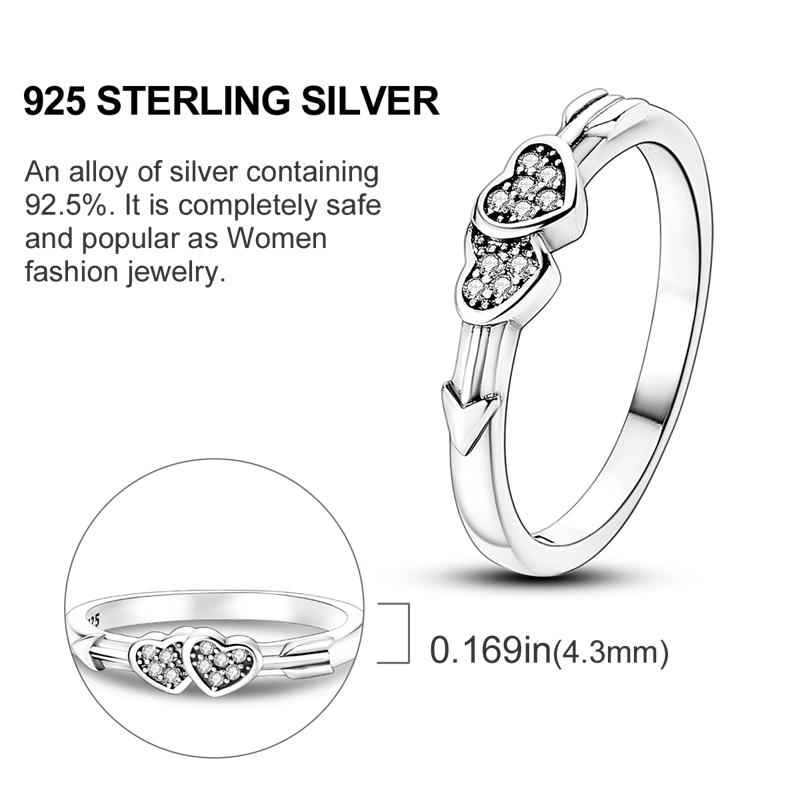 Rings For Women 925 Silver Color Zircon Winding Romantic Ring Finger Beaded Luxury Jewelry Original Engagement Wedding Gift