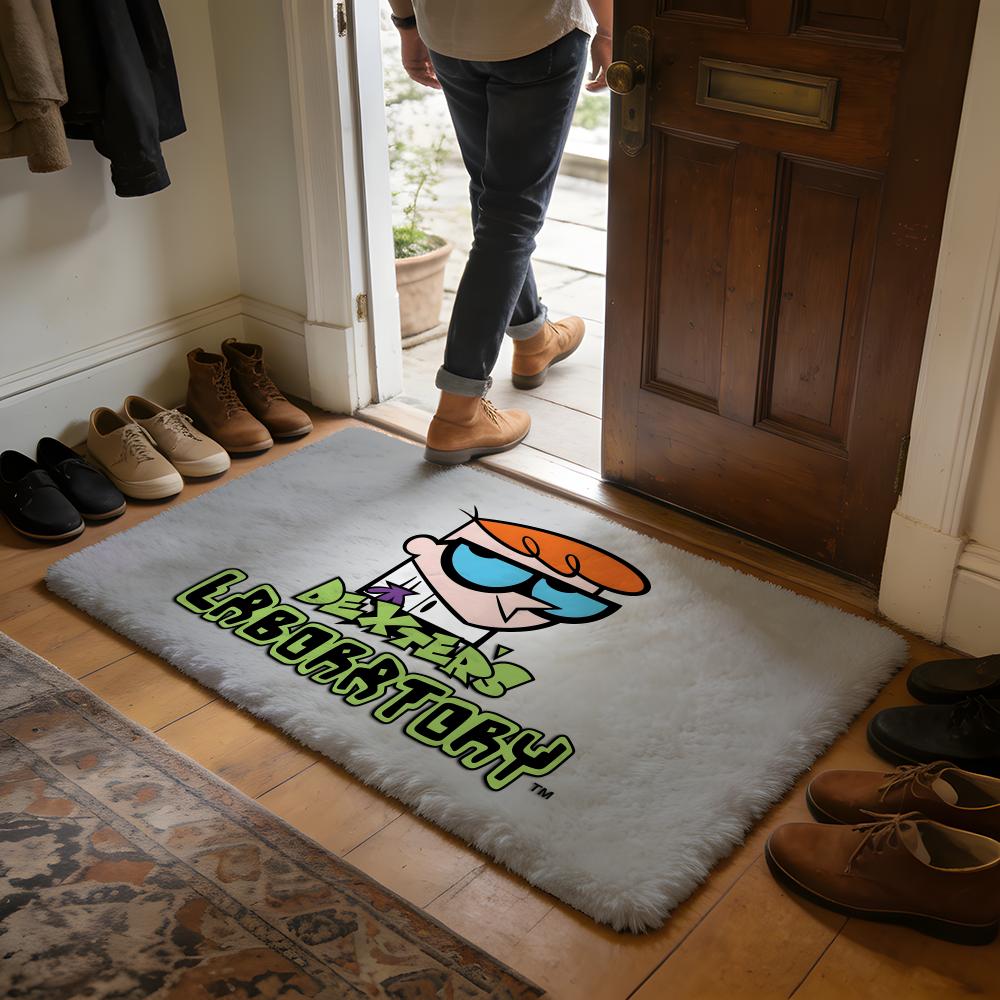 DDexters Cartoon LLaboratory Floor Mat Soft Flannel Absorbent Mat Non-Slip Rug Home Bedroom Bathroom