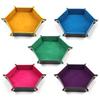 Catchall Empty Pocket Foldable Hexagonal Leather Storage Tray for Bedside DND Dice Keys Organization Folding Entrance Objects Holder