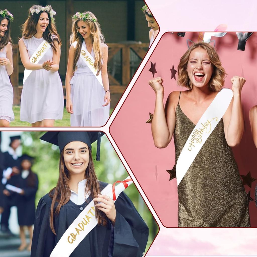 2 шт. Белая лента для конкурса красоты, однотонная, Белые атласные ленты для конкурсов, Однотонная белая лента, Пустые ленты для украшения, Лента для вечеринки своими руками