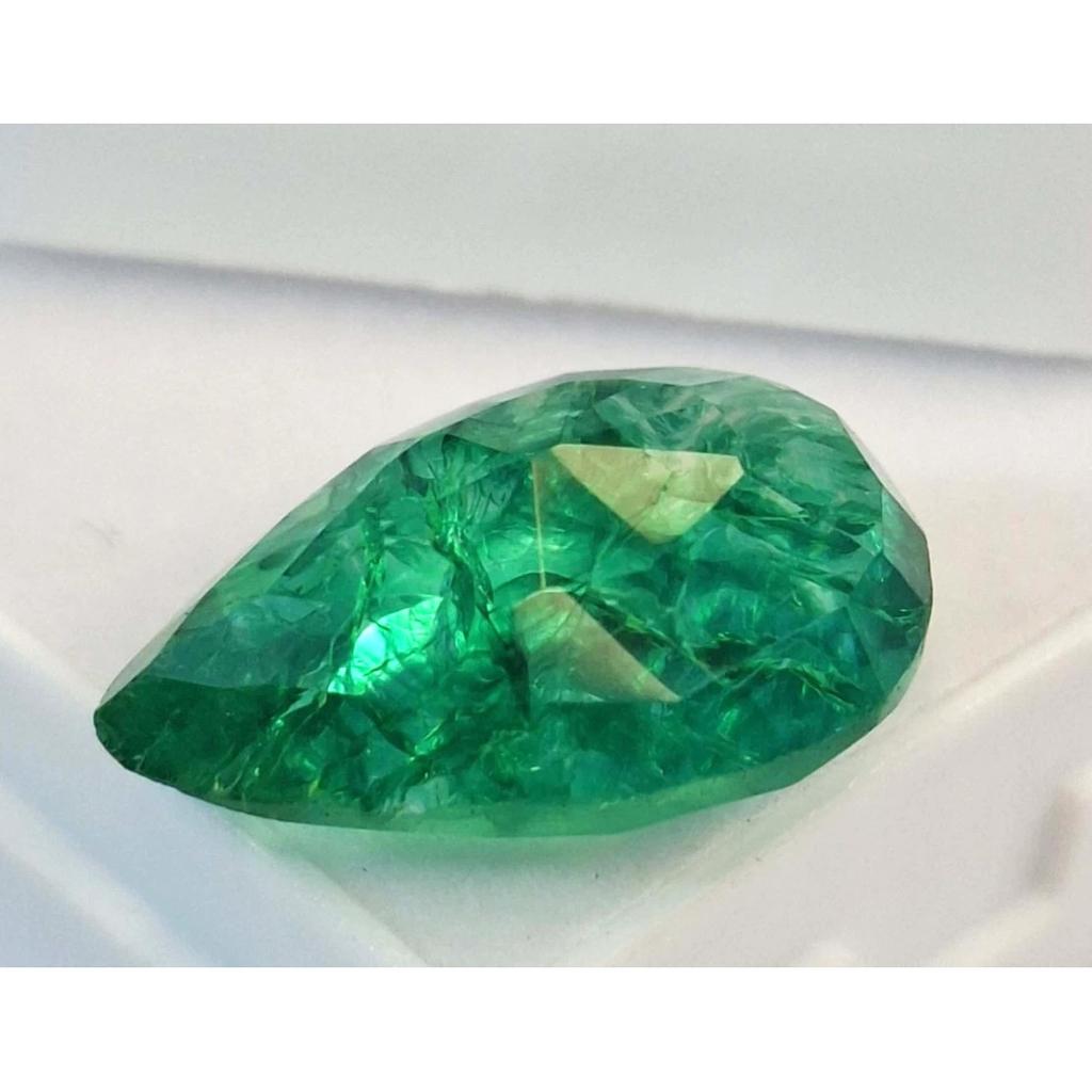 Beautiful Natural Colombian Green Emerald 10-12 Ct Pear Cut Certified Gemstone