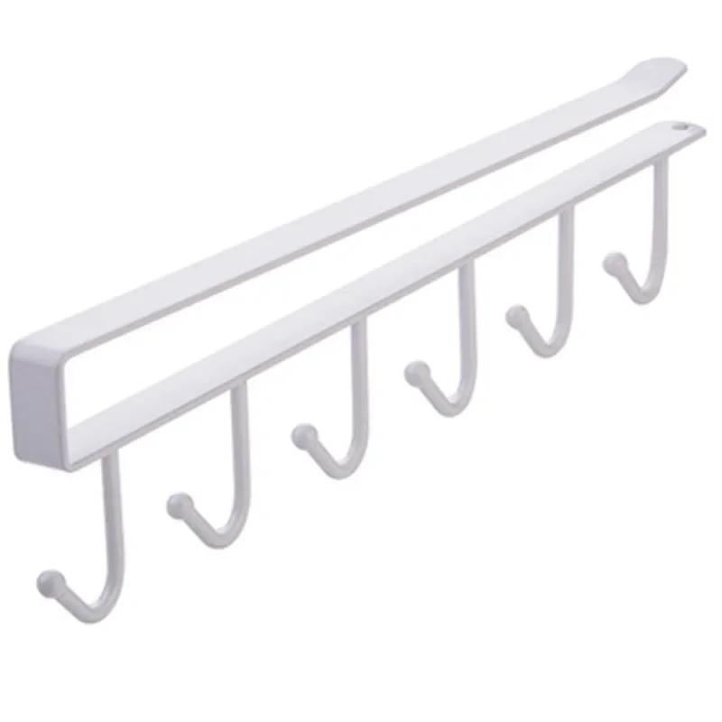 1 шт. 6 крючков для хранения, полка для шкафа, металлическая нижняя полка, вешалка для кружек, ванной комнаты, кухонного инструмента, органайзер, подвесная стойка, держатель