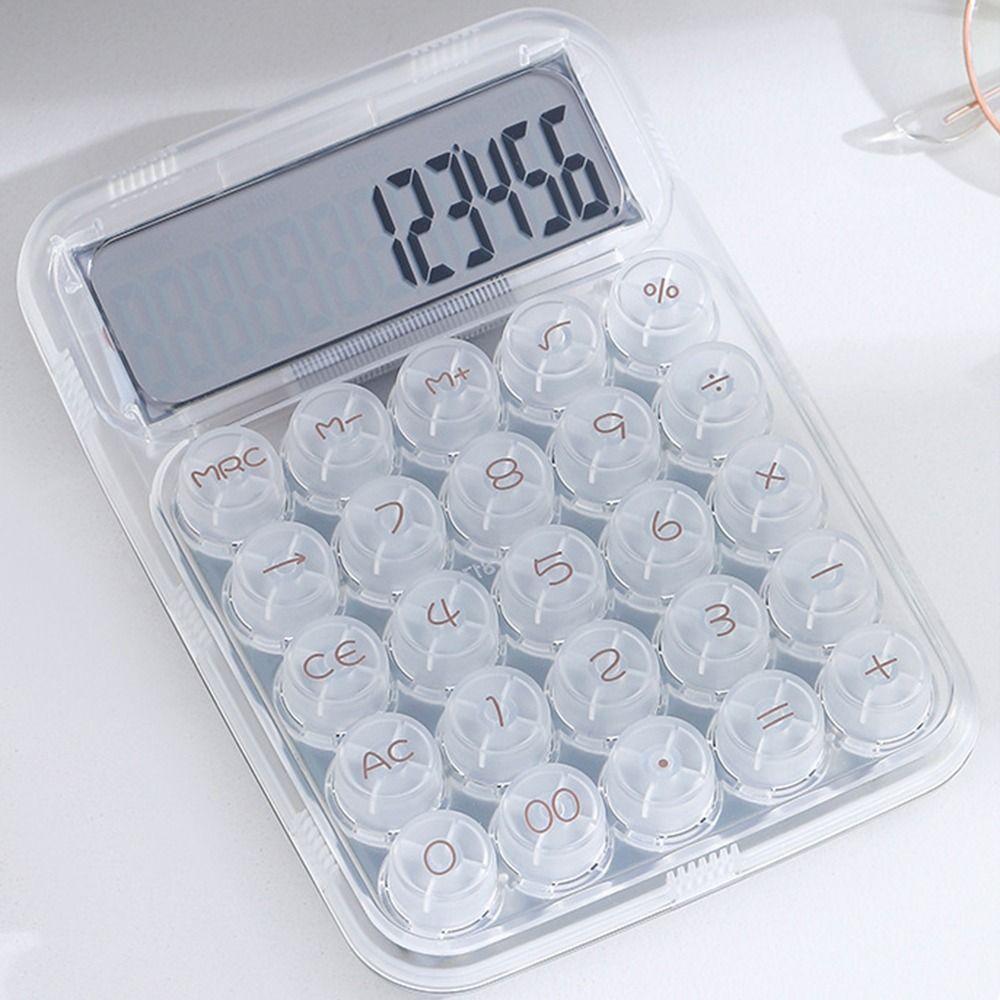 12-digit Display Electronic Calculator Transparent Large Button Mechanical Keyboard Calculator Anti-slip Pad High Appearance