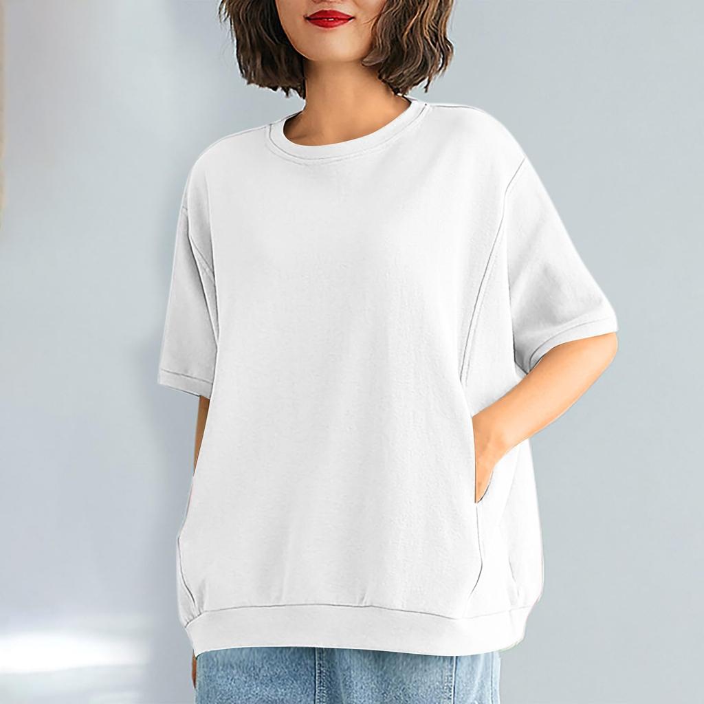 Женский цветной повседневный топ с круглым вырезом и коротким рукавом для повседневной носки