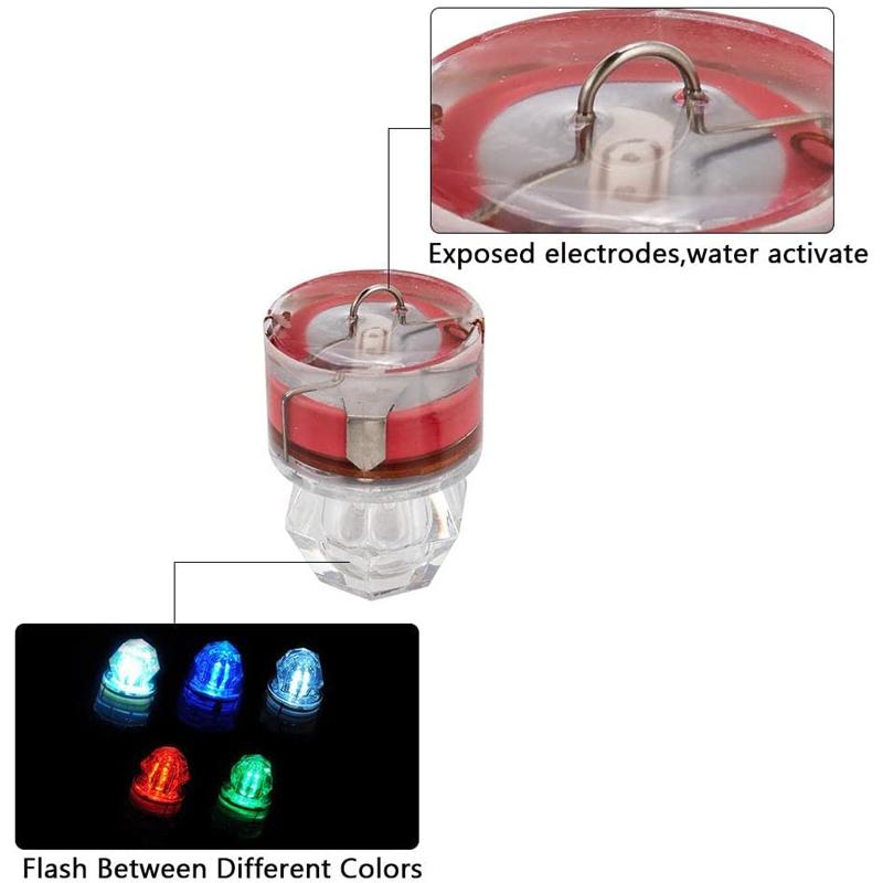 30Pcs Underwater Mini LED ABS Fishing Bait Light Squid Deep Drop Fish Lure Lamp Lights for Tuna Swordfish