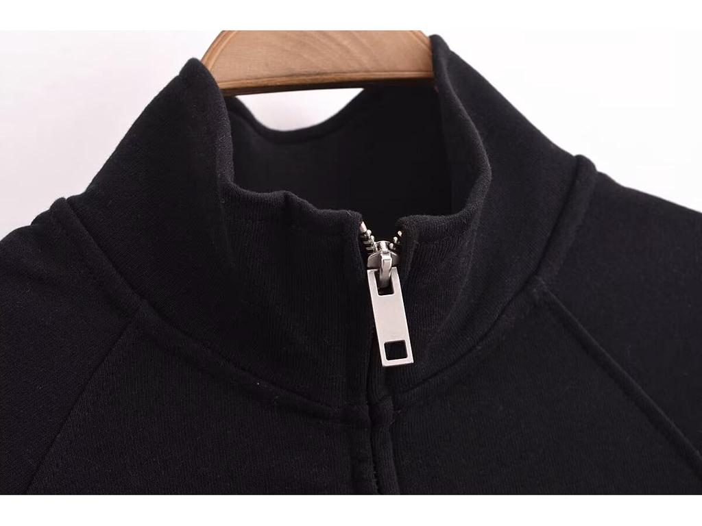 Весна 2025 Женский повседневный свитшот на молнии в европейском/американском стиле со стойкой воротником и длинными брюками