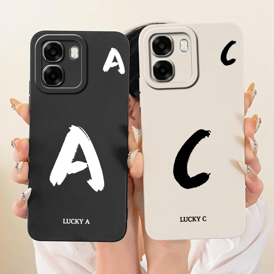 For OPPO A6X A6 A6T Pro 4G 5G 2026 Lucky Initial Letter Phone Case For Oppo A6 A6x A6t Soft Silicone Shockproof Cases Bumpers