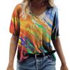 Summer Art Painting Tie Dye 3D Print Women Fashion Colorful T-Shirt Short Sleeve V-Neck T-Shirts Streetwear Sexy Girl Tees Tops
