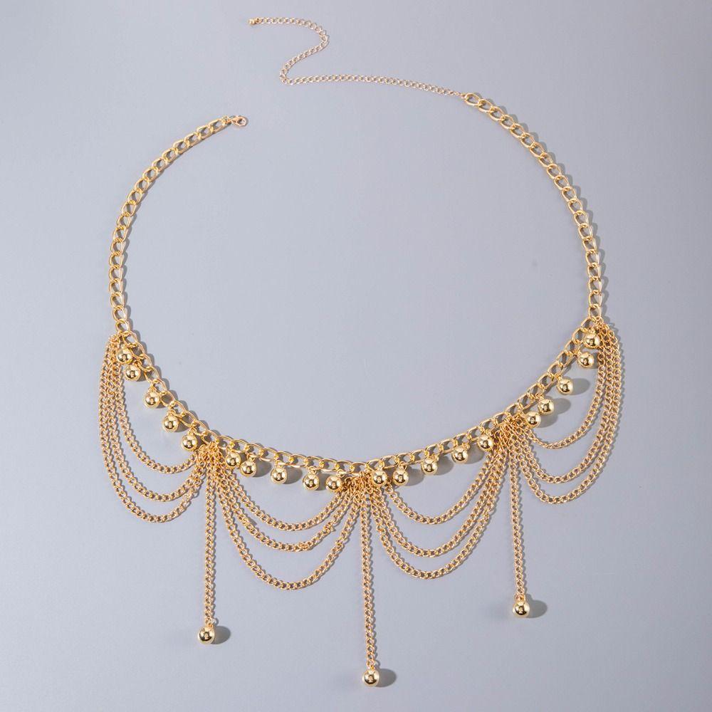 Цепь на пояс Металлическая цепочка для тела Золотые украшения для тела Кисточки Поясная цепочка с кисточками Пляжные аксессуары