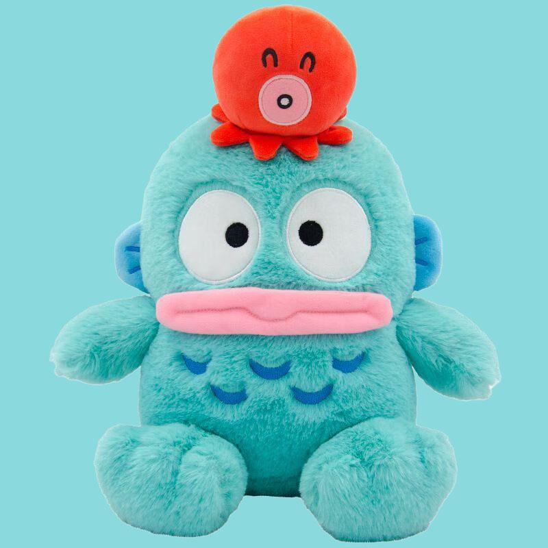 Плюшевая кукла Хангёдон с лицензией Sanrio, милая мультяшная рыба, мягкая игрушка, сжимаемая, пушистая плюшевая фигурка, подарок на день рождения, Рождество для девочек, фанатов