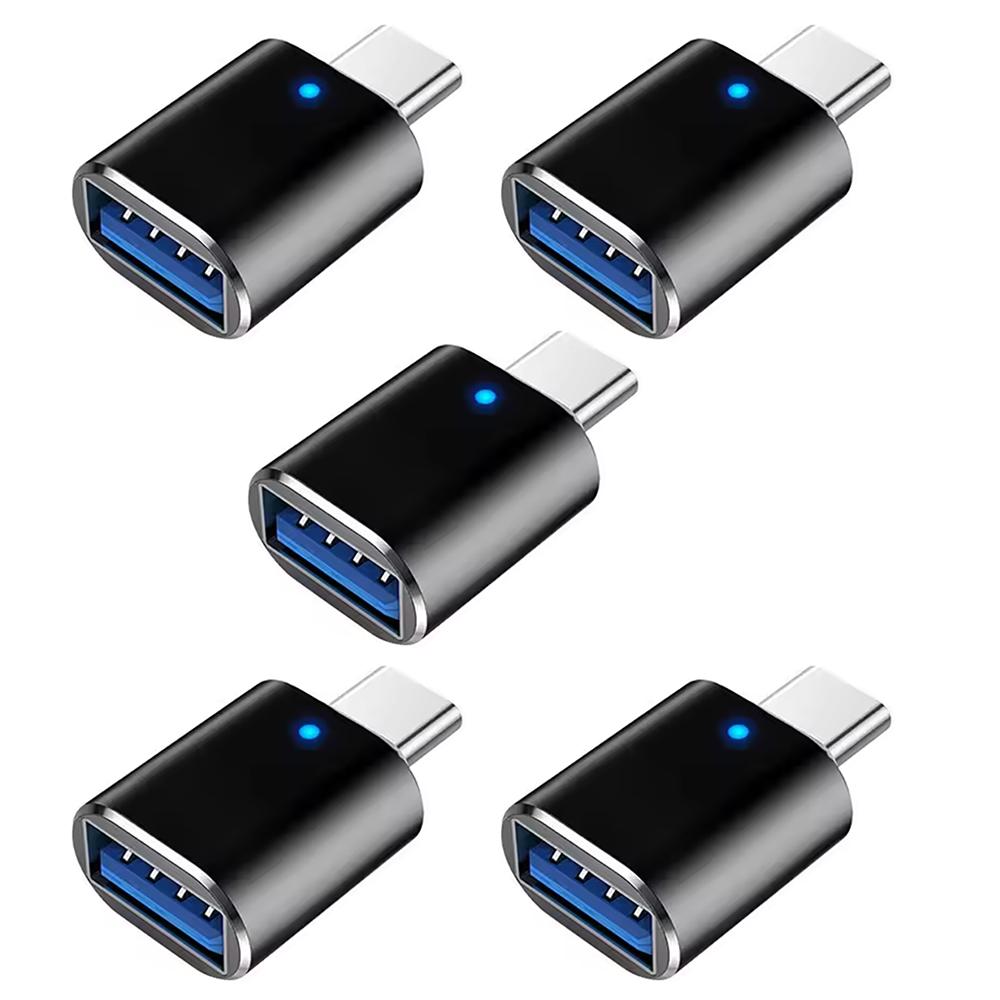 NNBILI 1-5pcs USB 3.0 To Type C Adapter LED OTG To USB C Male To USB A Female Connector For HUAWEI Samsung Xiaomi POCO Adapters 3