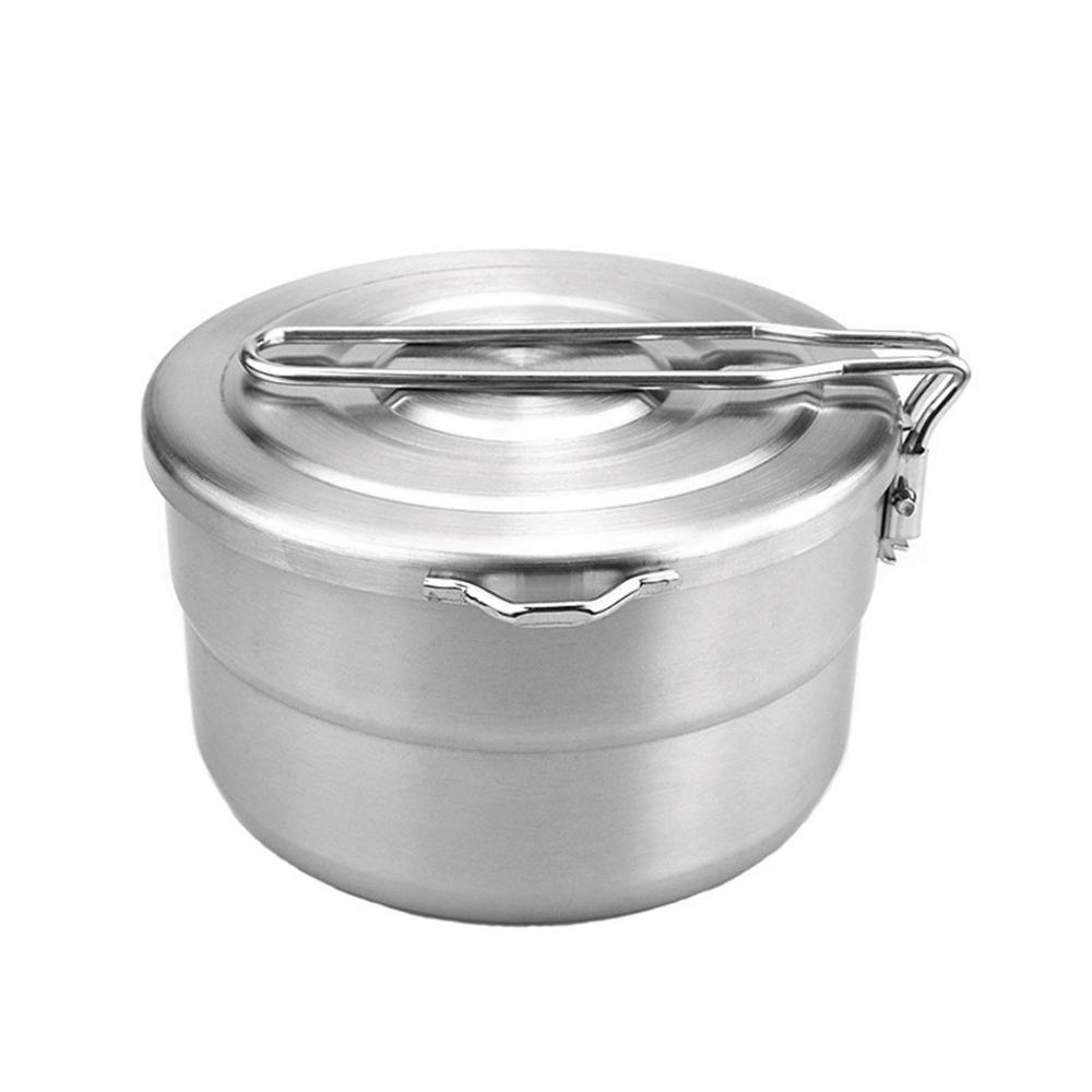 1.5L Stainless Steel Lunch Case with Storage Bag Camping Pot for Backpacking Hikiing Fishing