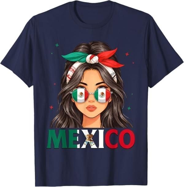 Mexico Girl Flag Proud Heritage Month Women Mexican T-Shirt