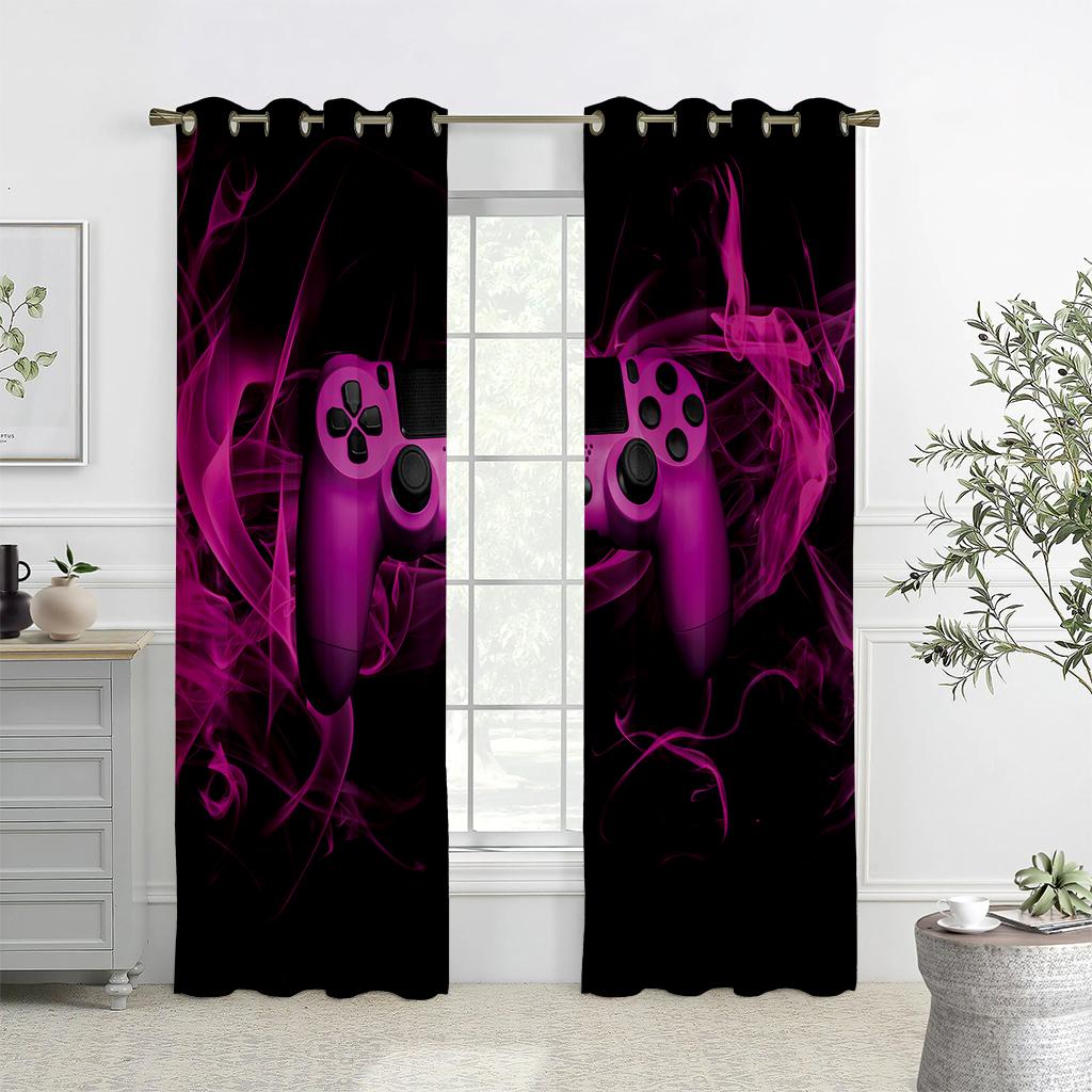 Children's Favorite Games Electronic Controller Curtains, 2 Panel Game Handle Curtains, Bedroom Decor, Boys and Girls Room