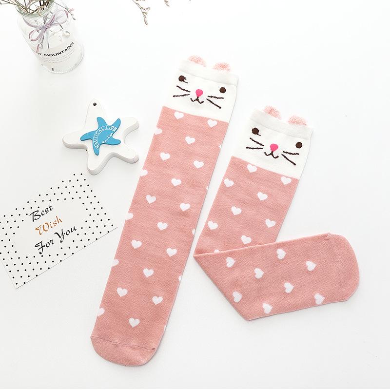 3D Cartoon Pure Cotton Mid-Calf & Knee-High Socks for Girls - Cute Spring/Autumn Wear