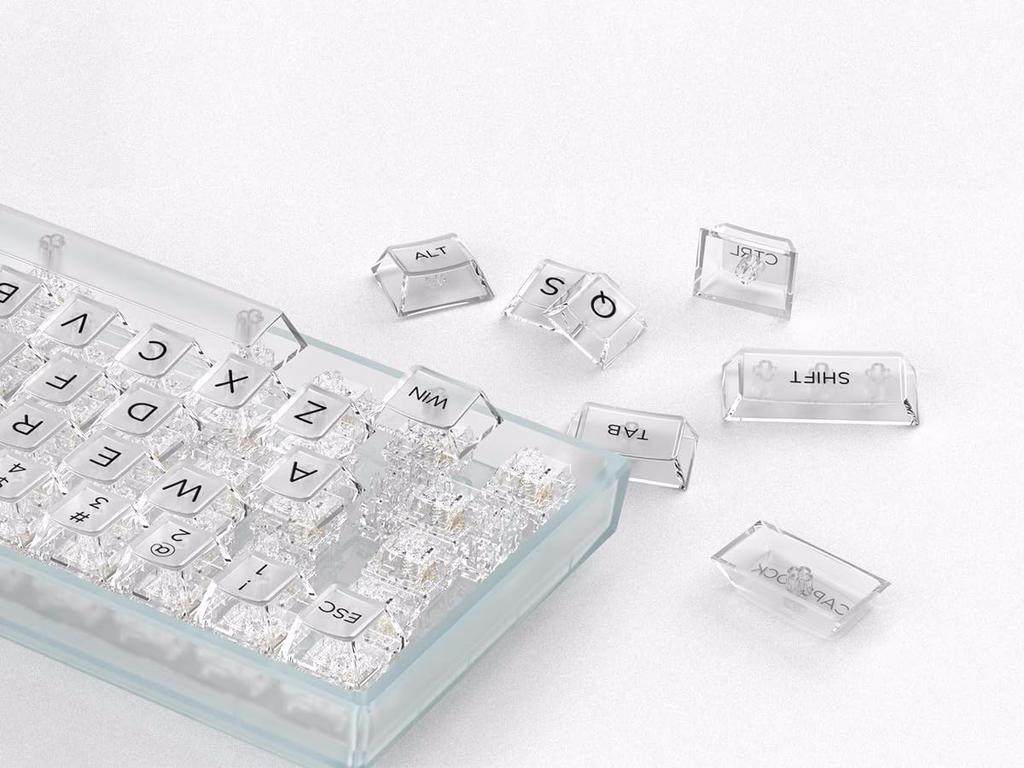 132 Keys Transparent Keycaps Backlit PC Material Keycaps Universal Cherry MX Switch Mechanical Keyboard 61/64/87/104/108 (White)