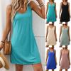 2025 лето новое однотонное круглое воротничковое свободное платье без рукавов для женщин