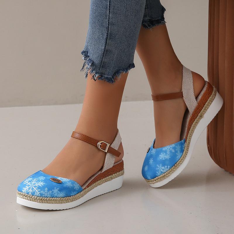 Lucyever Wedge Closed Toe Sandals Women Summer Plus Size Ankle Buckle Espadrille Shoes Woman Casual Thick Sole Platform Sandles